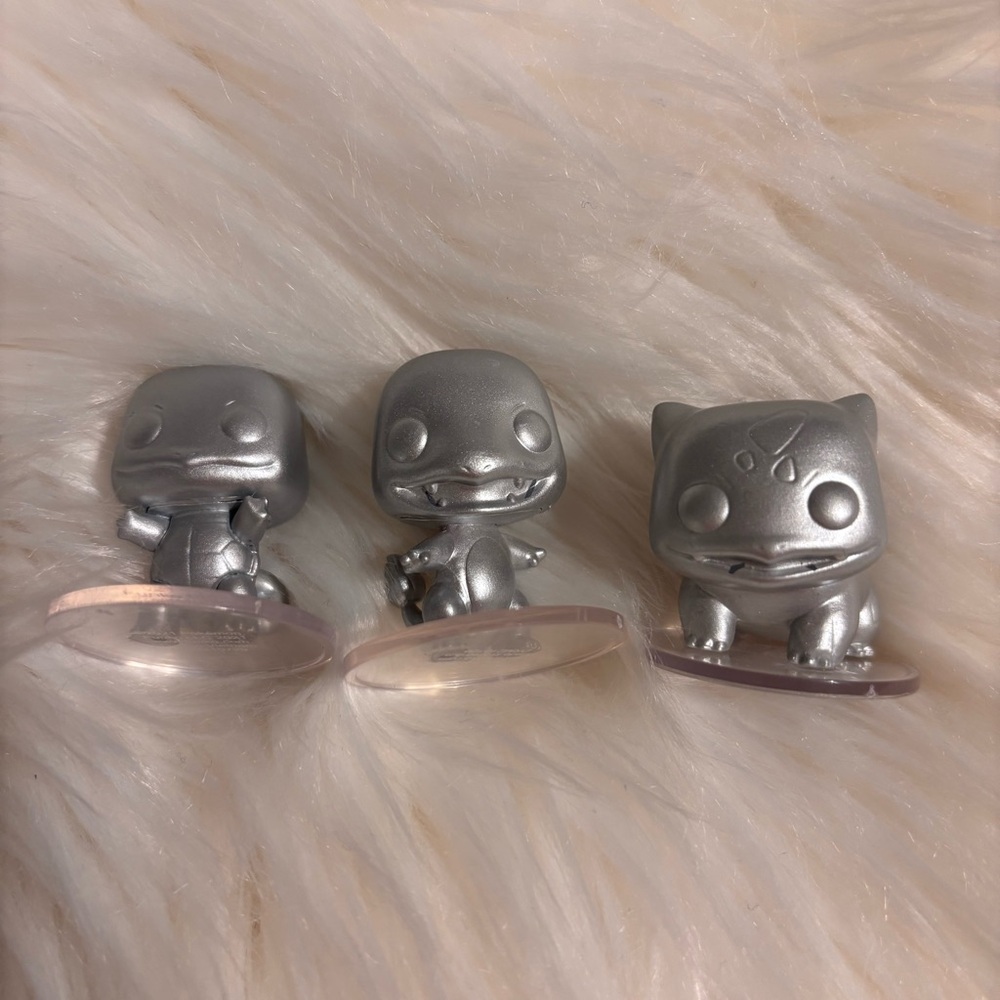 Funko Pop Silver Pokemon Set Squirtle Charmander Bulbasaur Mini Set